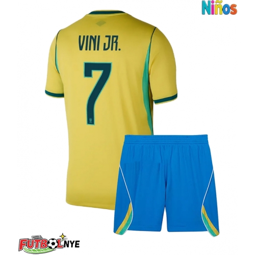 Camiseta Brasil Vinicius Junior #7 Primera Equipación para niños Mundial 2026 manga corta (+ pantalones cortos)